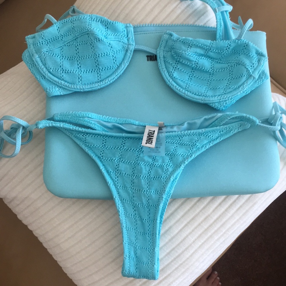 Turquoise Blue Crochet Bikini Set
